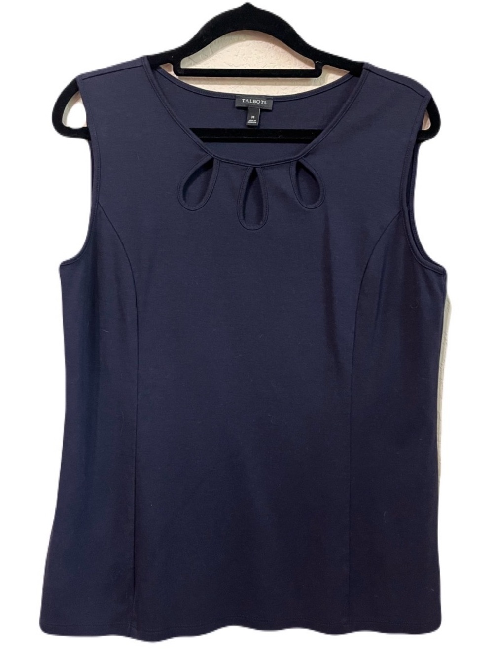Talbots navy cutout detail top navy medium EUC